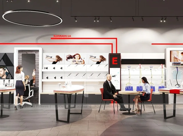Circular White Mobile Electronics Showroom