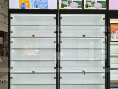 Close Up Black White Glass Display Wall Cabinet