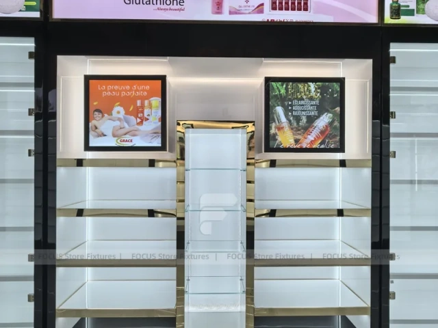 Close Up Black White Glass Display Wall Cabinet