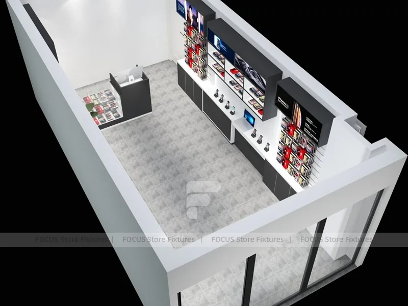Compact White Mobile Phone Shop Floor Plan