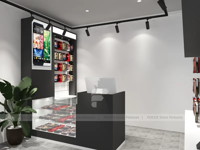 Compact White Mobile Phone Shop Floor Plan