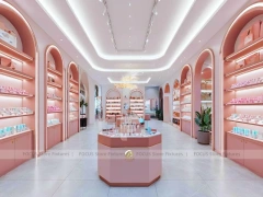 Coral Arched Skincare Store with Round Counter