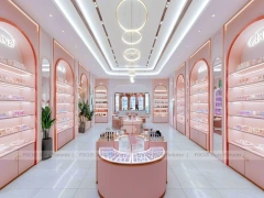 Coral Arched Skincare Store with Round Counter