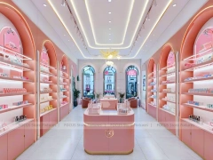 Coral Arched Skincare Store with Round Counter