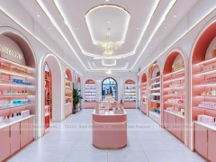 Coral Arched Skincare Store with Round Counter
