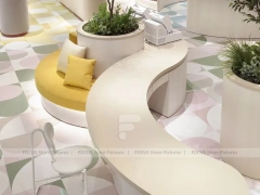 Cream Curved Phone Waiting Bench Display