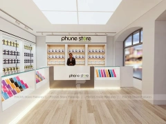 Cream Phone Store Counter And Wall Display