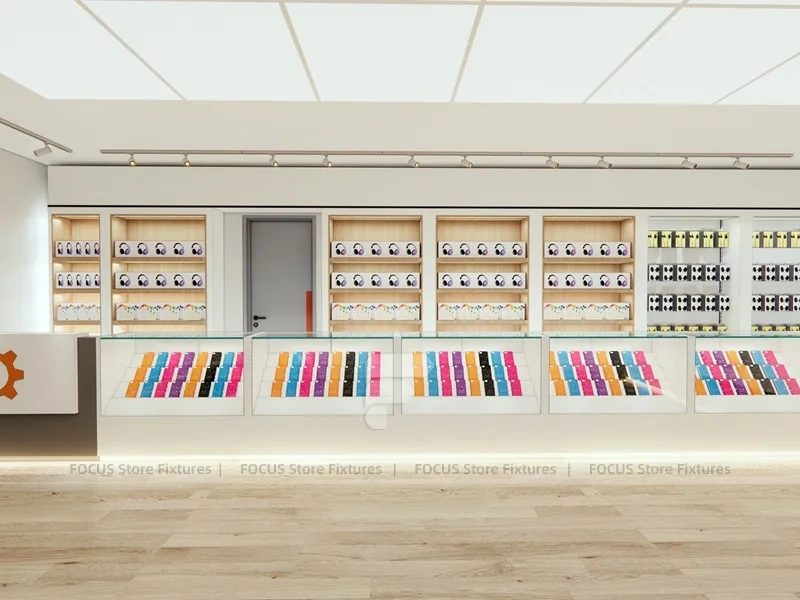 Cream Phone Store Counter And Wall Display