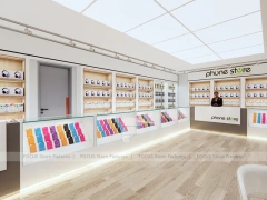 Cream Phone Store Counter And Wall Display