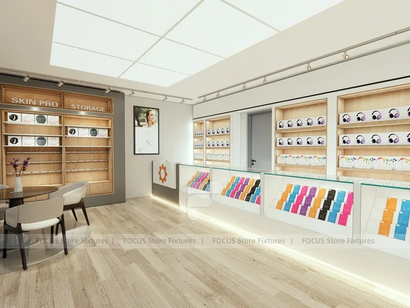 Cream Phone Store Counter And Wall Display