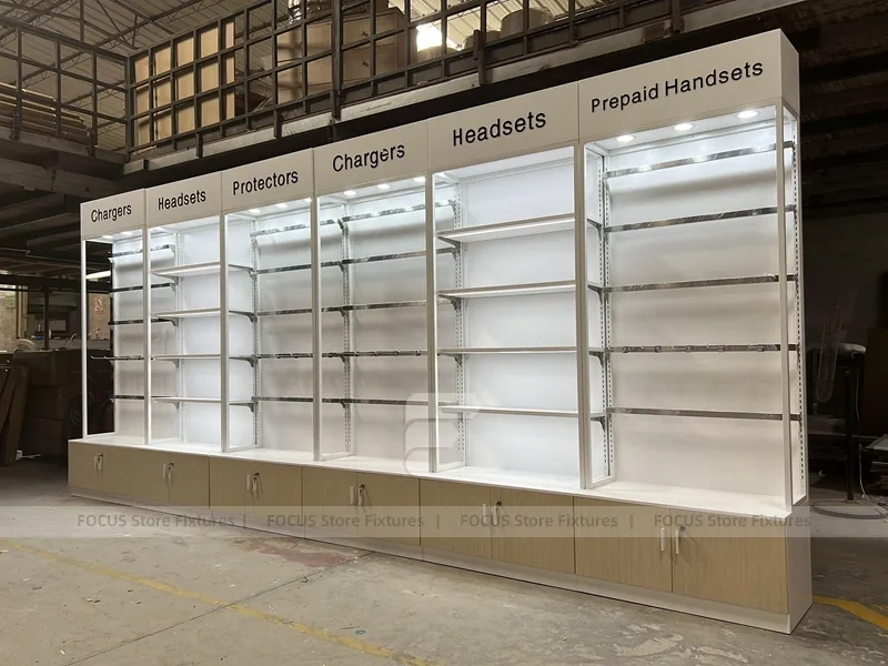 Cream White Phone Display Counter Cabinet