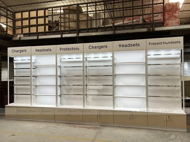 Cream White Phone Display Counter Cabinet