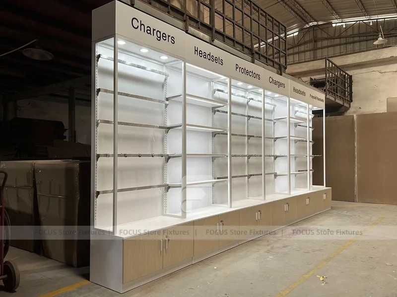 Cream White Phone Display Counter Cabinet