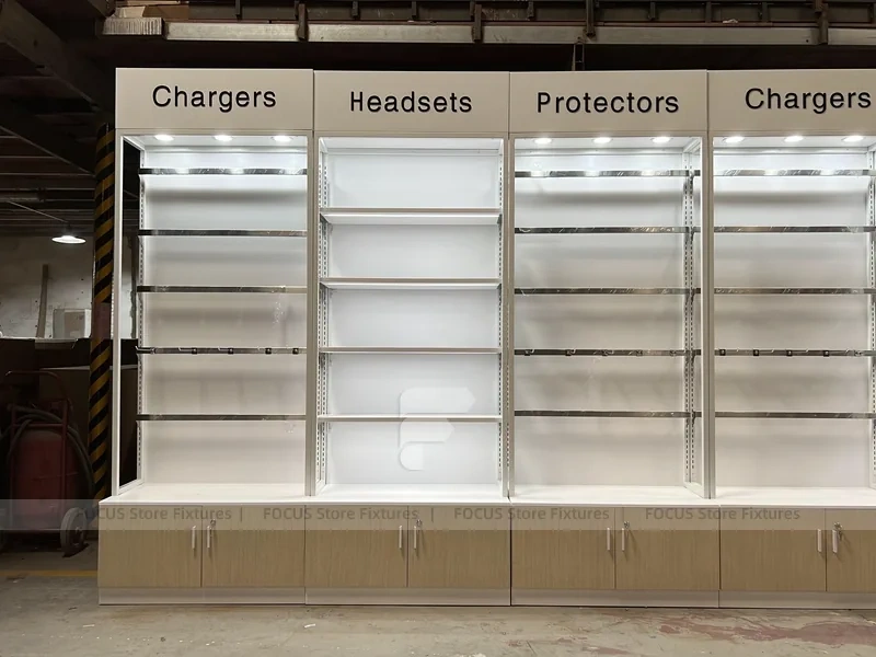 Cream White Phone Display Counter Cabinet