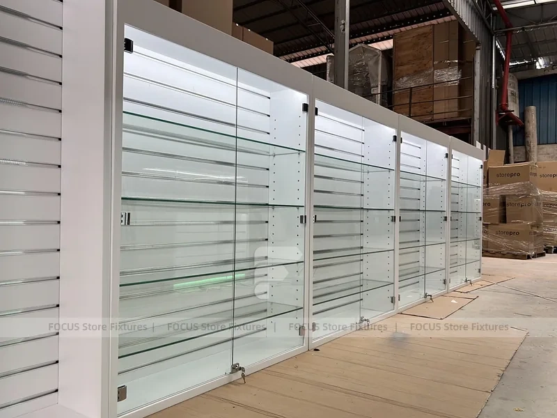 Cream White Phone Display Counter Cabinet