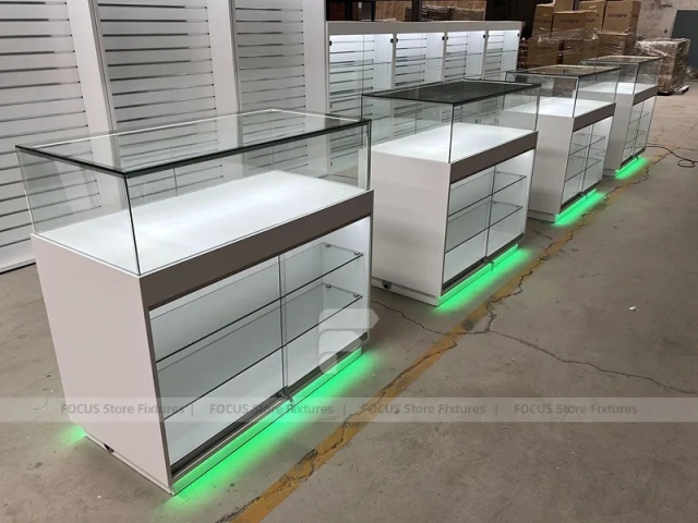 Cream White Phone Display Counter Cabinet