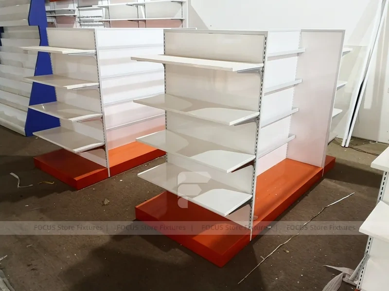 Curved Blue White Phone Glass Showcase Counter