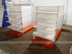 Curved Blue White Phone Glass Showcase Counter