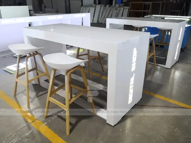Dark Gray Mobile Shop Kiosk With Illuminated Floor
