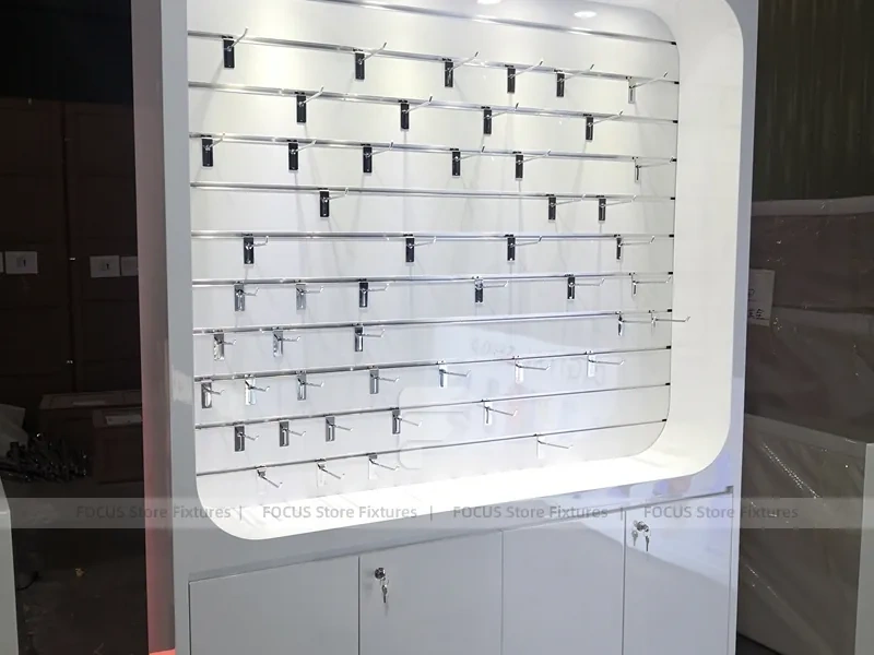 Dark Gray Mobile Shop Kiosk With Illuminated Floor