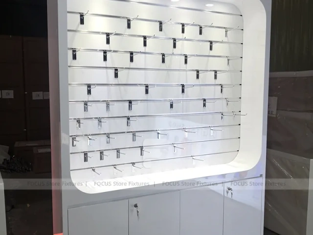 Dark Gray Mobile Shop Kiosk With Illuminated Floor