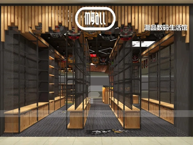 Dark Wood Mobile Phone Storefront Interior