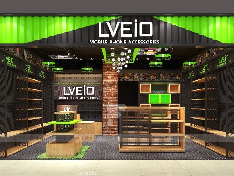 Dark Wood Mobile Phone Storefront Interior