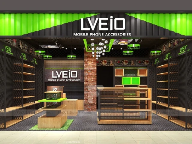 Dark Wood Mobile Phone Storefront Interior