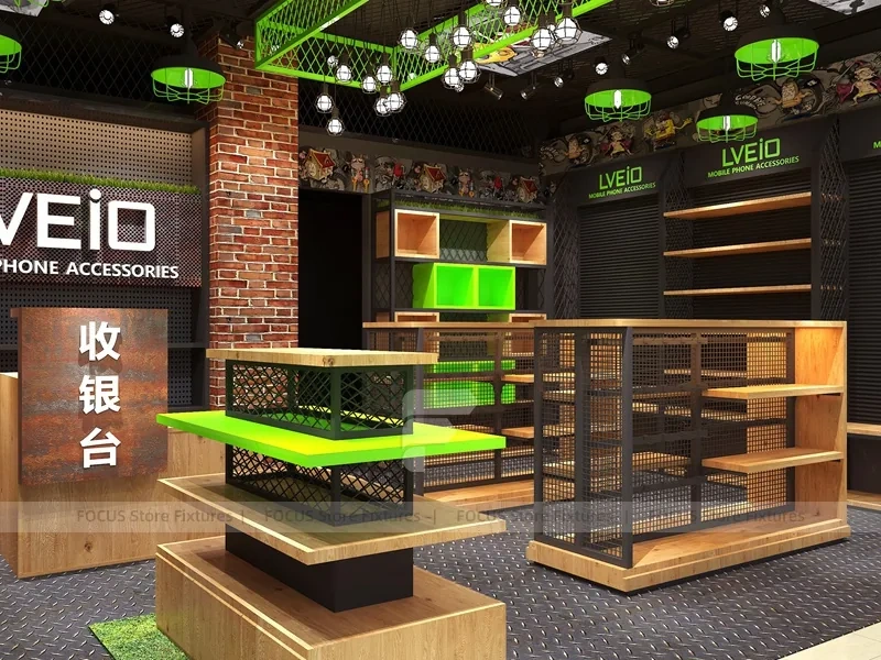 Dark Wood Mobile Phone Storefront Interior