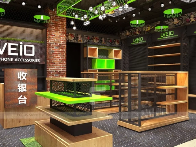 Dark Wood Mobile Phone Storefront Interior