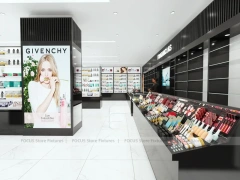 Givenchy Black Wall Shelving and Makeup Counter