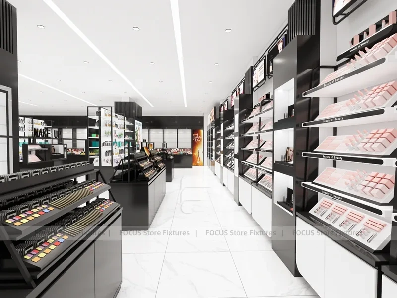 Givenchy Black Wall Shelving and Makeup Counter