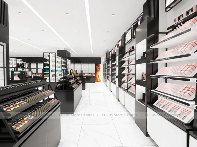Givenchy Black Wall Shelving and Makeup Counter