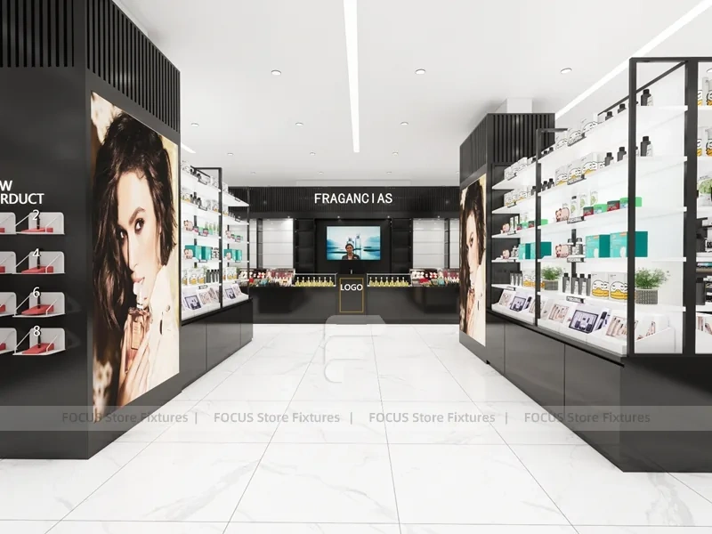 Givenchy Black Wall Shelving and Makeup Counter