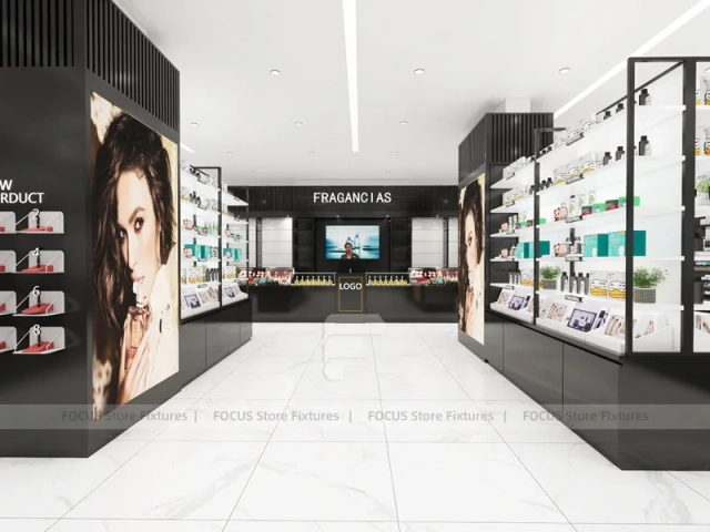 Givenchy Black Wall Shelving and Makeup Counter