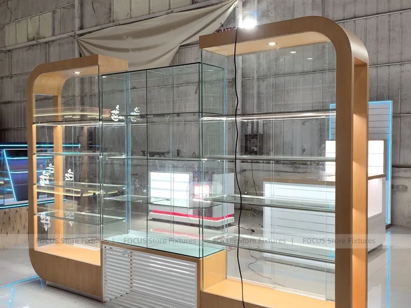 Gold Glass Mobile Phone Display Showcase