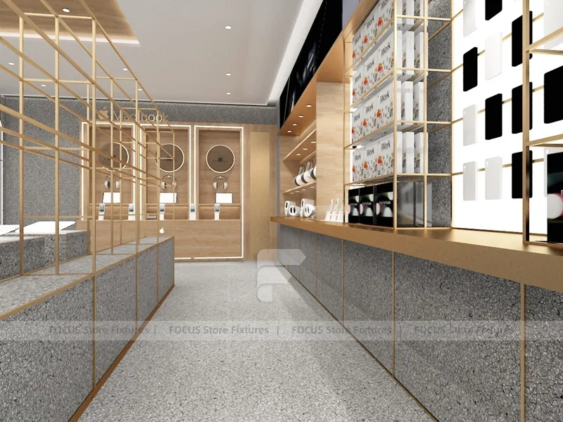 Gold White Mobile Accessories Wall Store