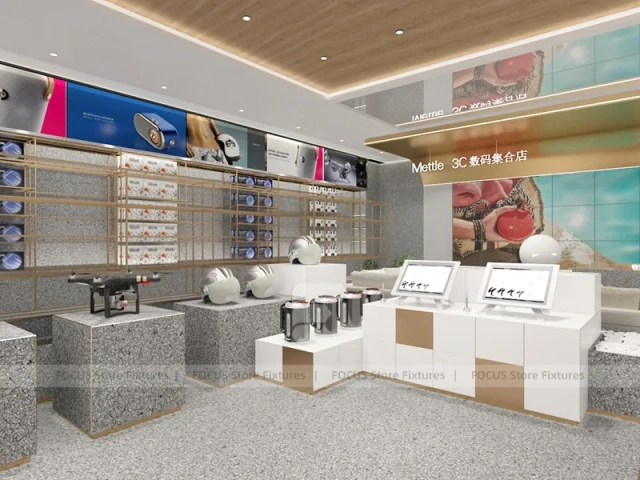 Gold White Mobile Accessories Wall Store