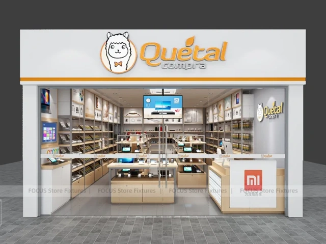 Gold White Mobile Accessories Wall Store