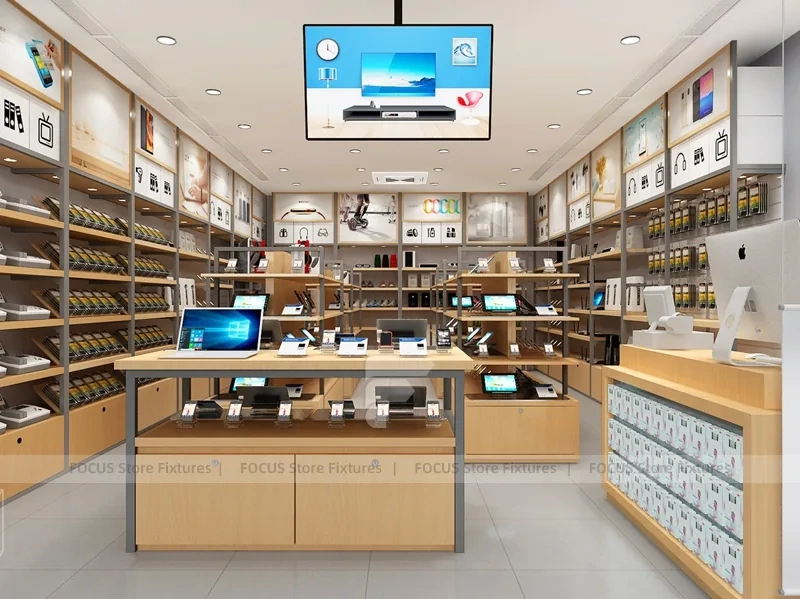 Gold White Mobile Accessories Wall Store