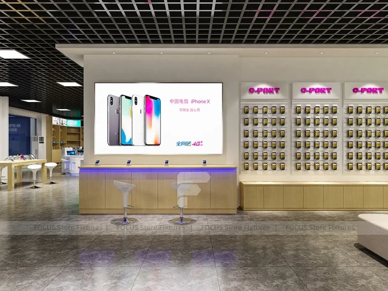 Gold White Mobile Accessories Wall Store