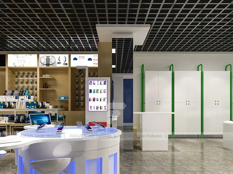 Gold White Mobile Accessories Wall Store