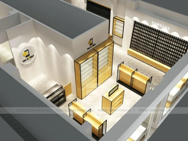 Gold White Mobile Phone Boutique Floor Plan