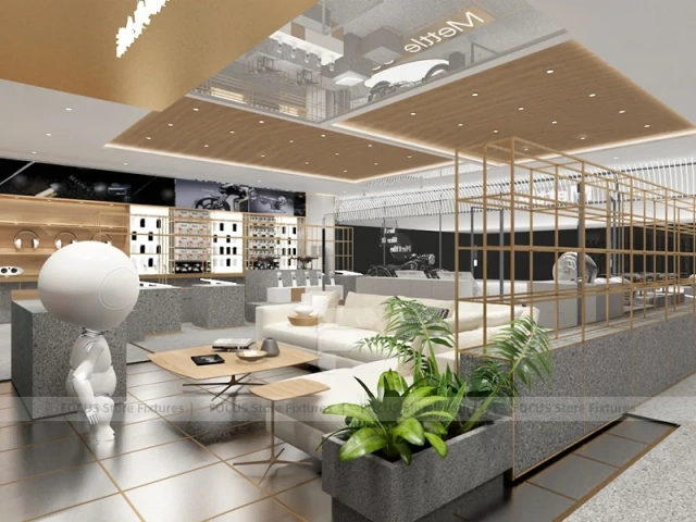 Gold White Mobile Phone Lounge Store Interior
