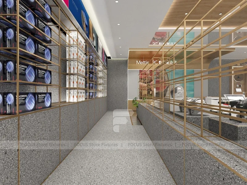 Gold White Mobile Phone Lounge Store Interior