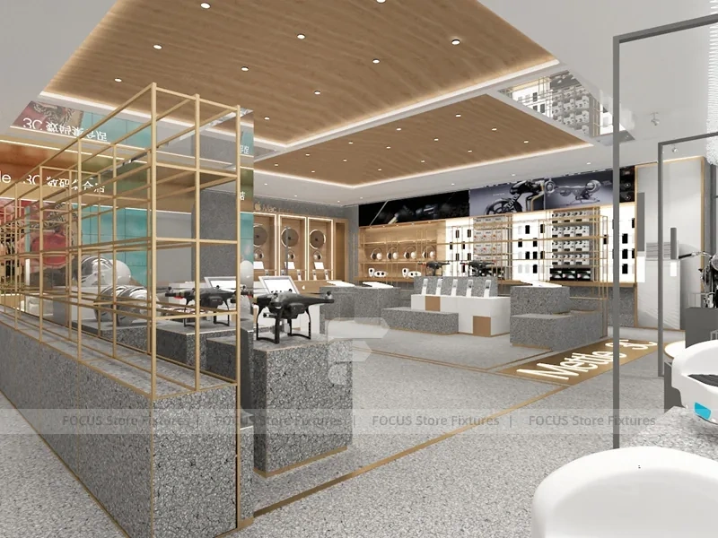 Gold White Mobile Phone Lounge Store Interior
