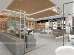Gold White Mobile Phone Lounge Store Interior
