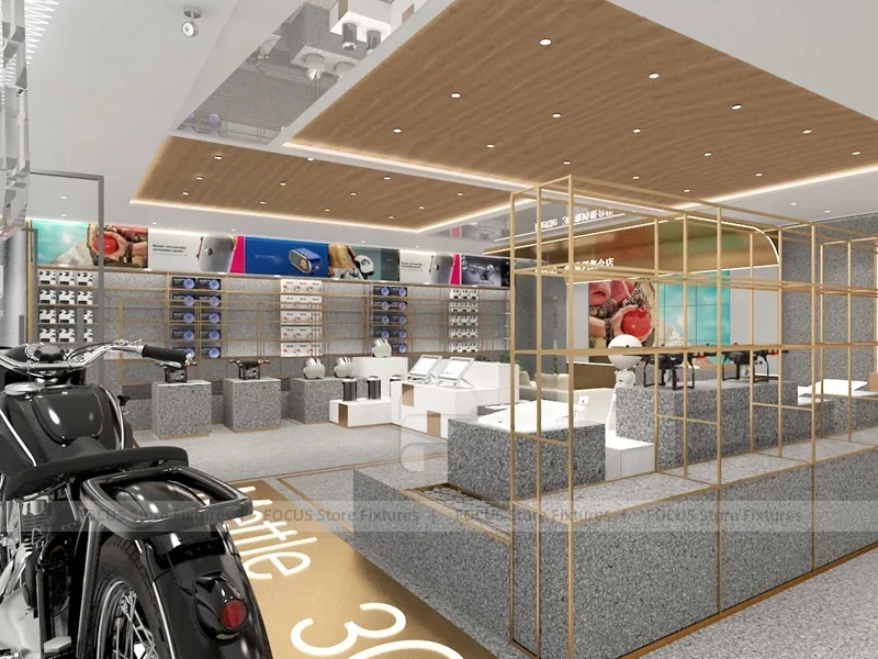 Gold White Mobile Phone Lounge Store Interior