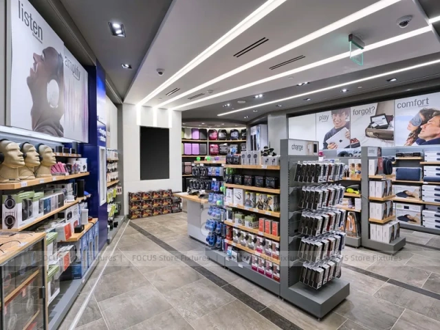 Gray Mobile Accessories Aisle Store Interior