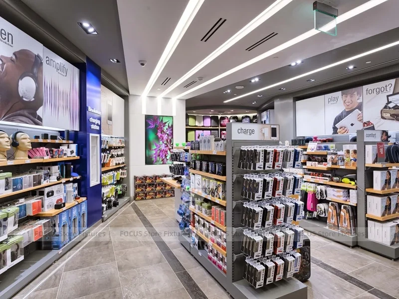 Gray Mobile Accessories Store Aisle Shelving